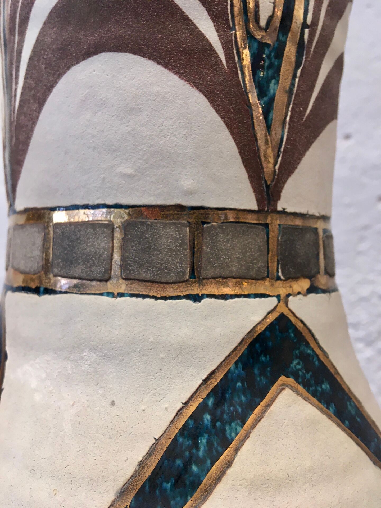 Signed Accolay ceramic vase, France 1950