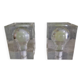 Pair of Pierre Giraudon resin inclusions bulbs