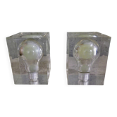 Pair of Pierre Giraudon resin inclusions bulbs