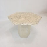 Set of 3 Italian Carrera Marble Side Tables, 1980s