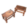 2 x Spanish footstool / wood leather / medieval-style / 1920s