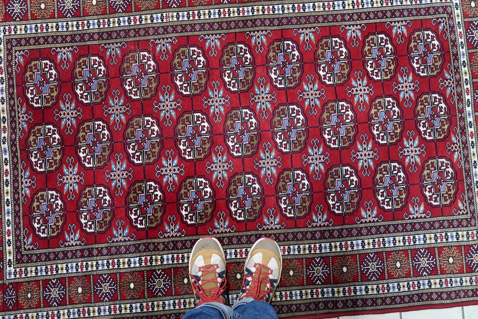 Vintage Uzbek Bukhara rug 122' x 213' 1960s - 1C1227