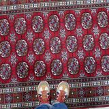 Vintage Uzbek Bukhara rug 122' x 213' 1960s - 1C1227