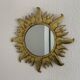 Miroir vintage 1960 soleil or résine sorcière - 49 cm