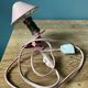 Mushroom lamp with pliers, pink vintage e-reader