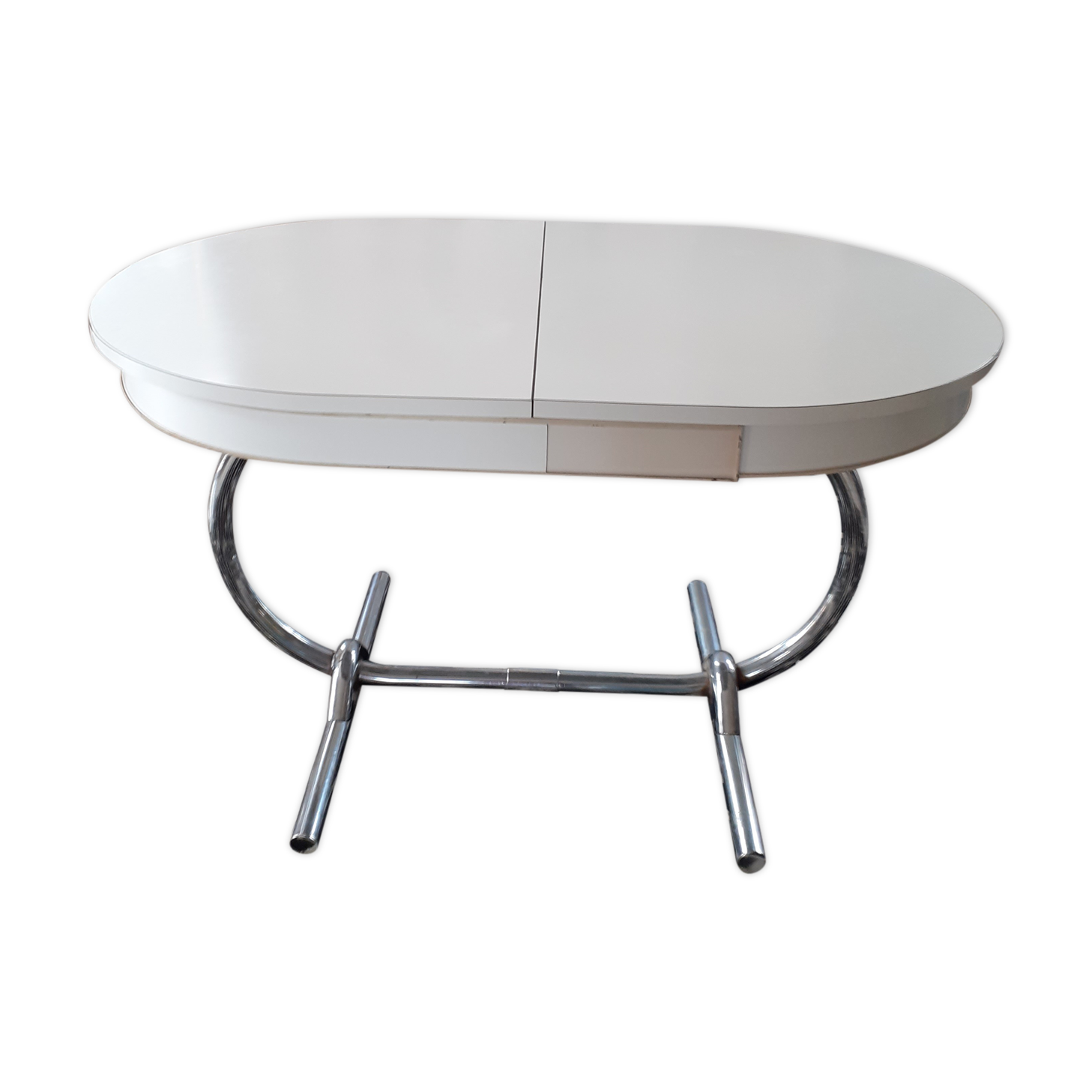 Italian table in white formica and chrome legs