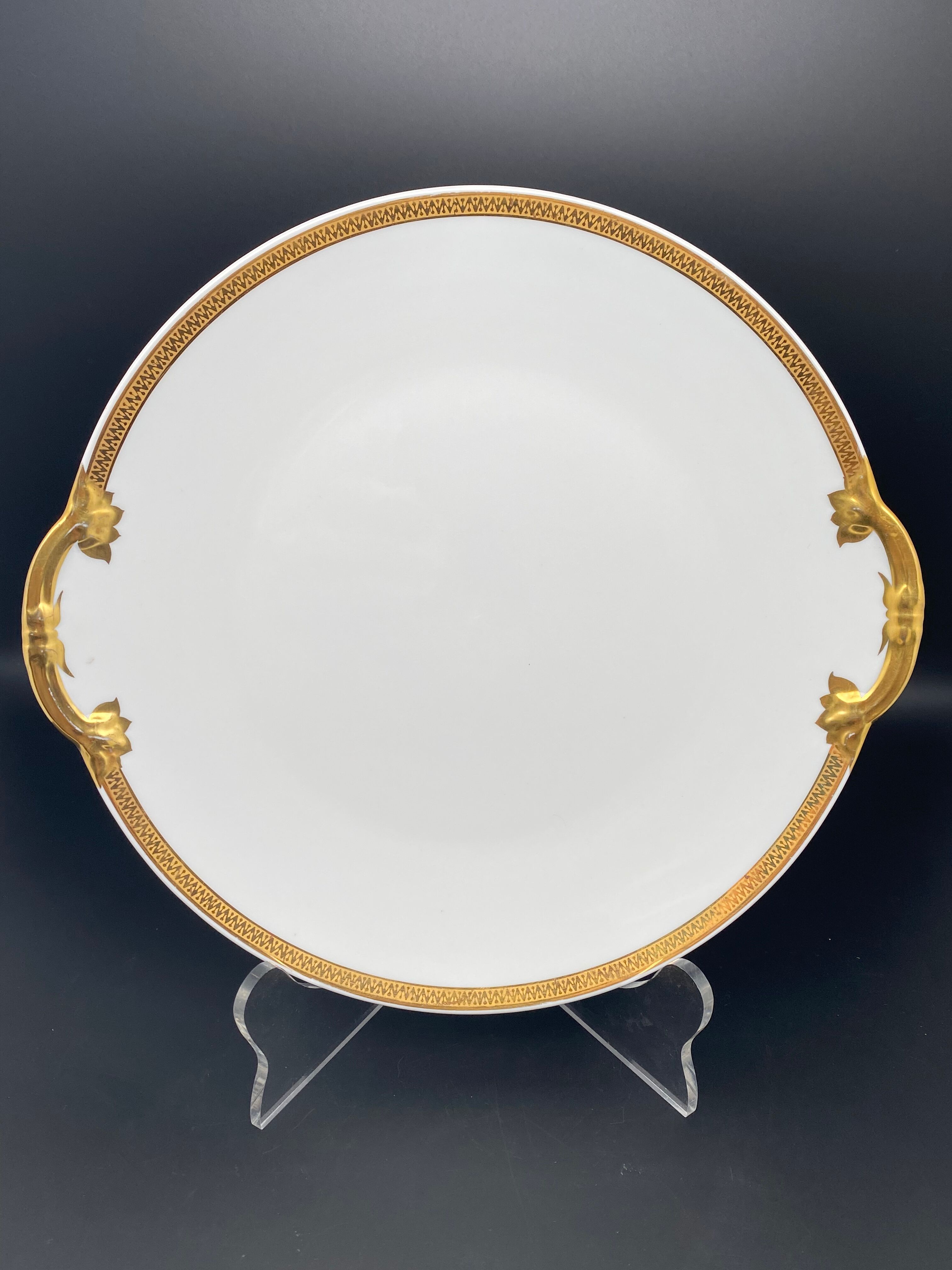 Serving dish with cakes Limoges gold edging