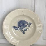 Set of 20 Digoin soup plates, blue rose patterns