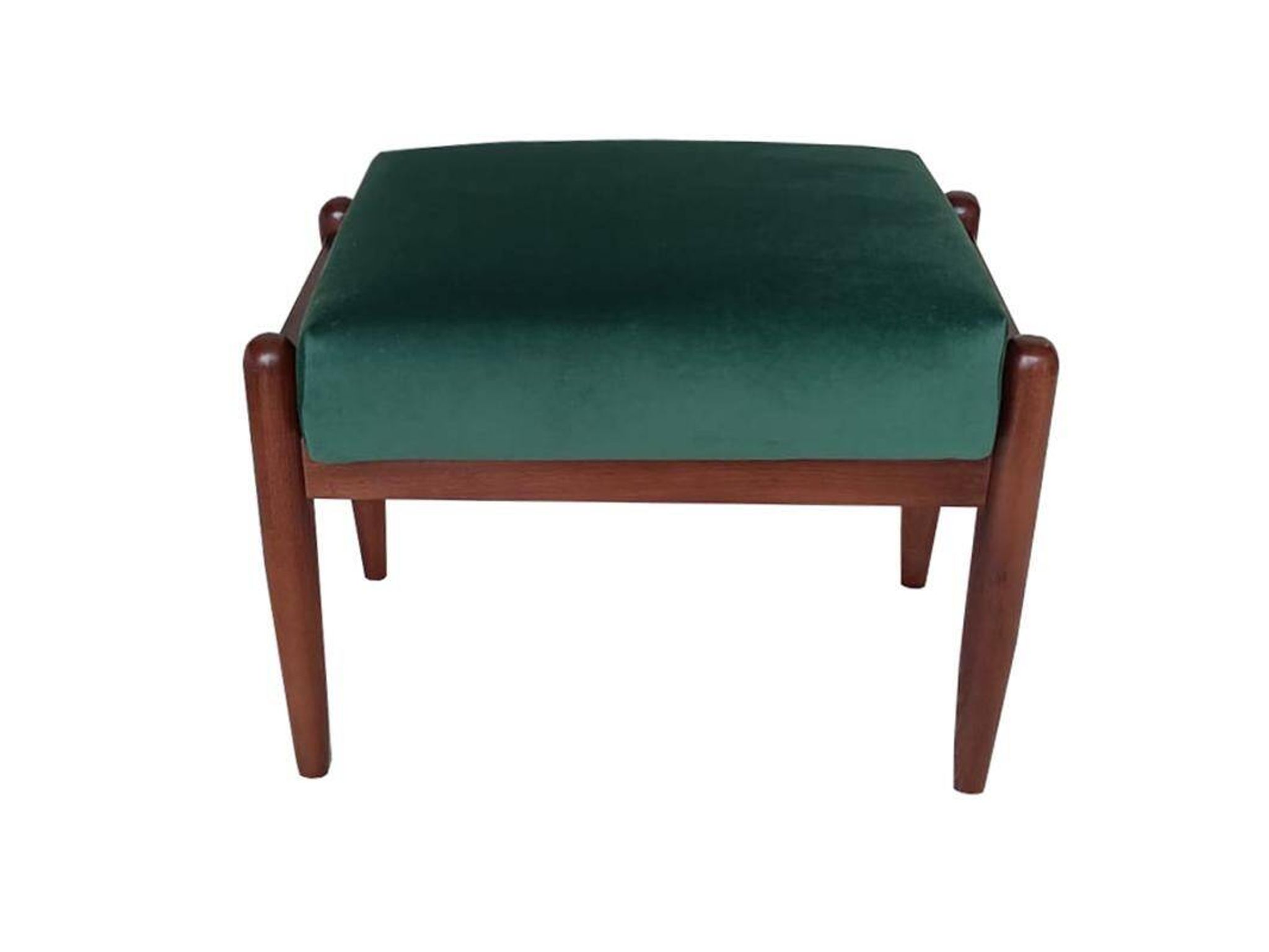Pair of vintage green velvet stools, mid-century, Edmund Homa, 1960s
