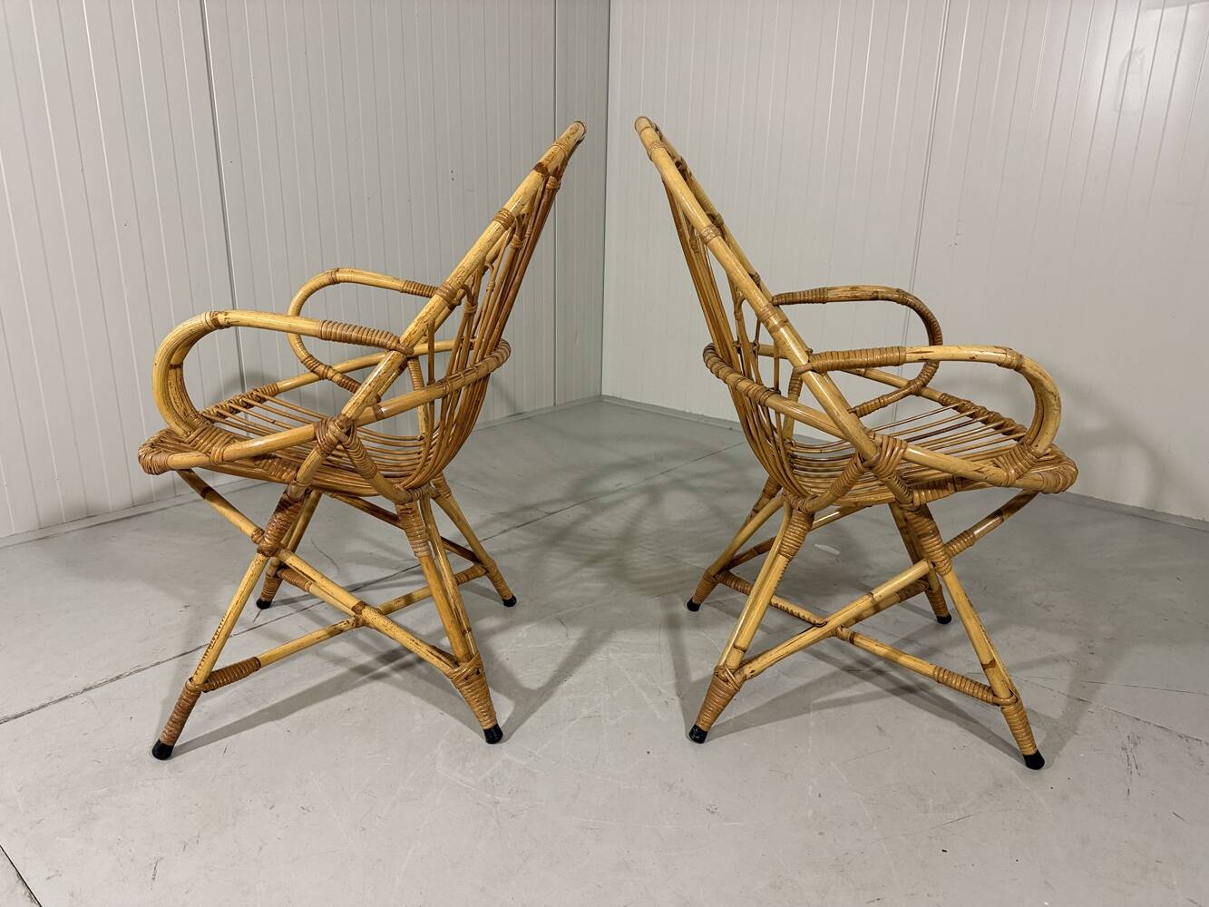 Rattan easy chairs & table Rohé Noordwolde Netherlands 1960’s