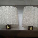 Pair of Scandinavian teak and perspex wall lights