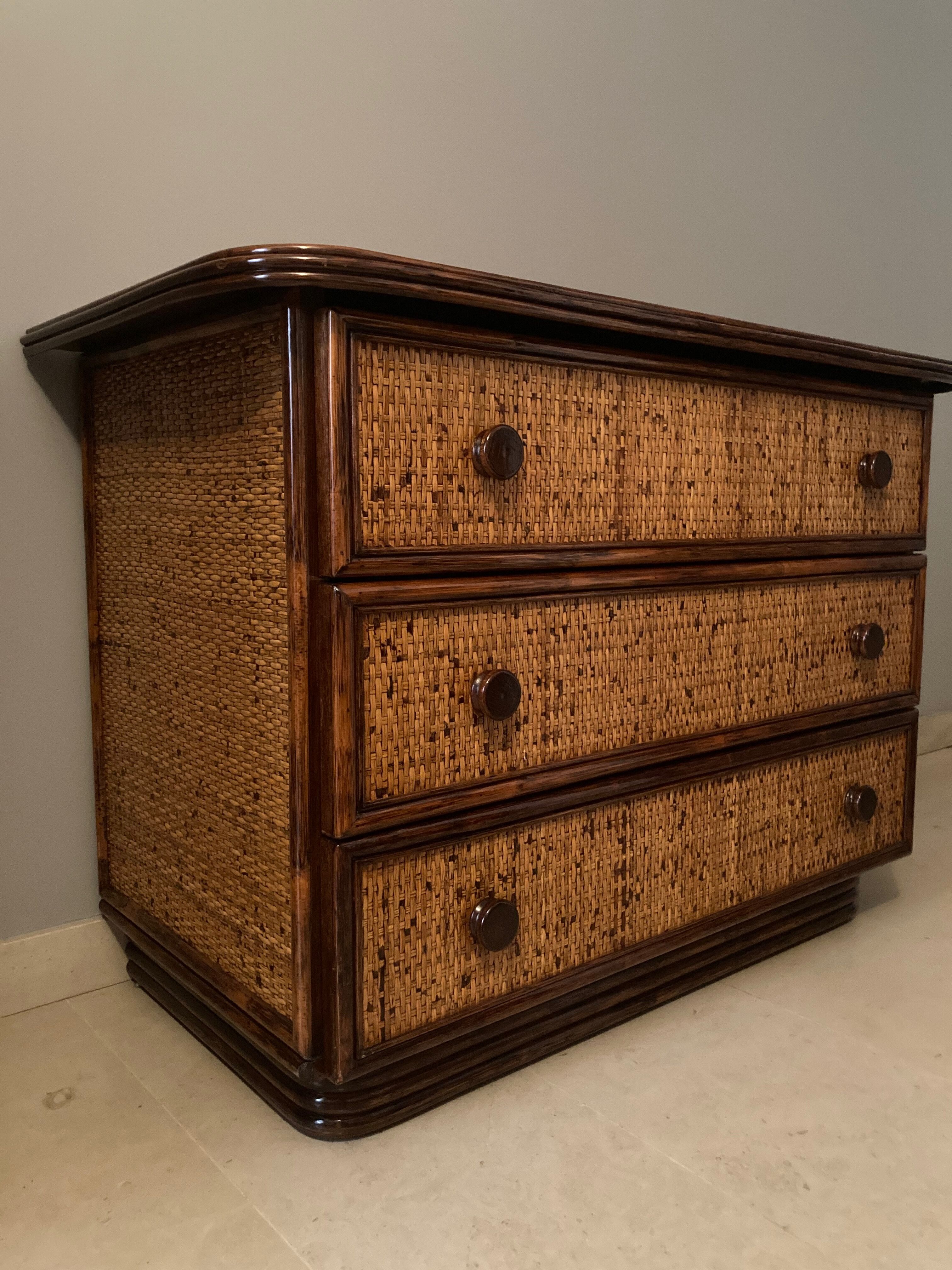 Dresser in rattan, designer Maugrion