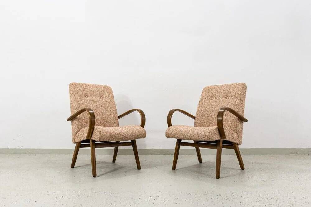 Pair Of Armchairs Type 53 By J. Smidek For Ton, Czechoslovakia, 1960’s
