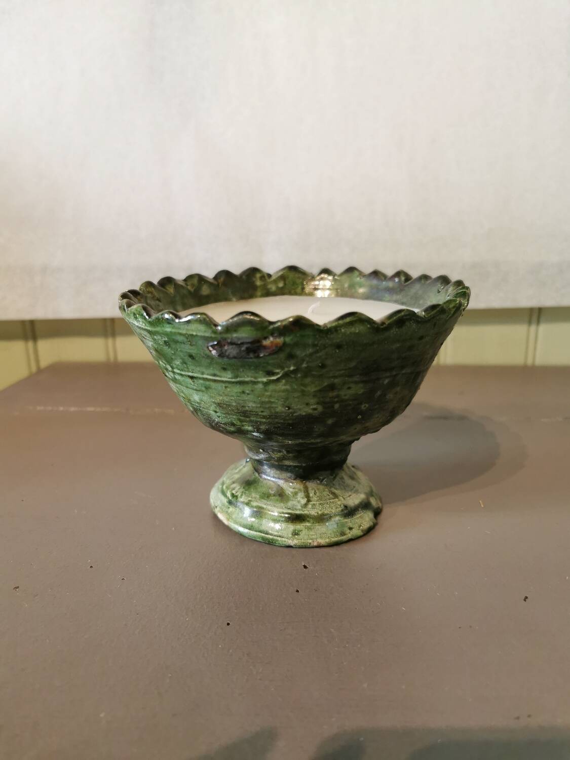 Bougie dans bol Tamegroute. Menthe