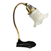 20th century art nouveau glass and metal bedside lamp, Austria, 1890s
