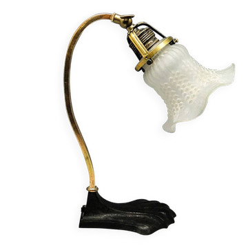 20th century art nouveau glass and metal bedside lamp, Austria, 1890s