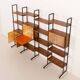 Italian free standing wall unit in teak, 1960s