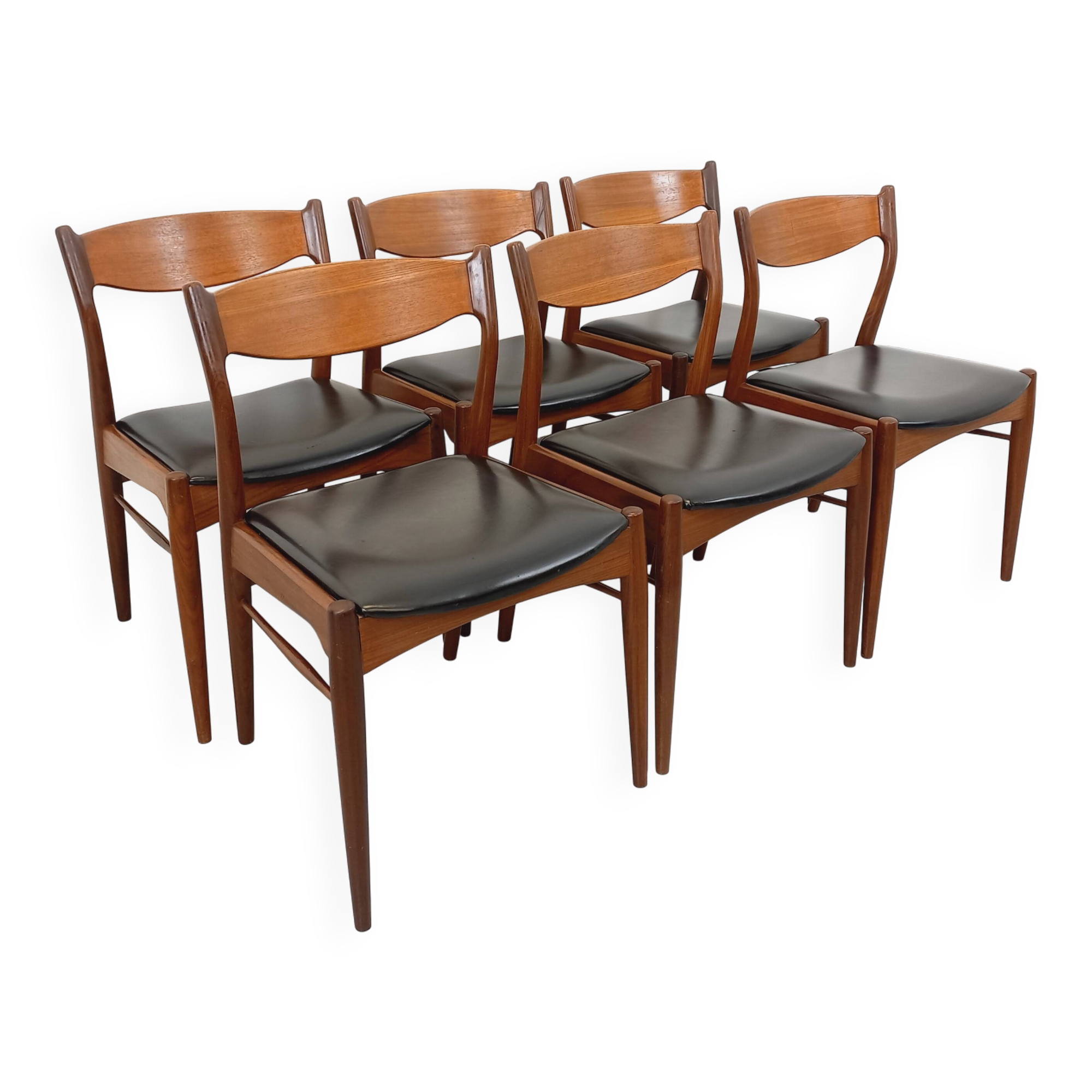 6 vintage Danish Scandinavian chairs by Aerthoj Jensen & Molholm in teak.