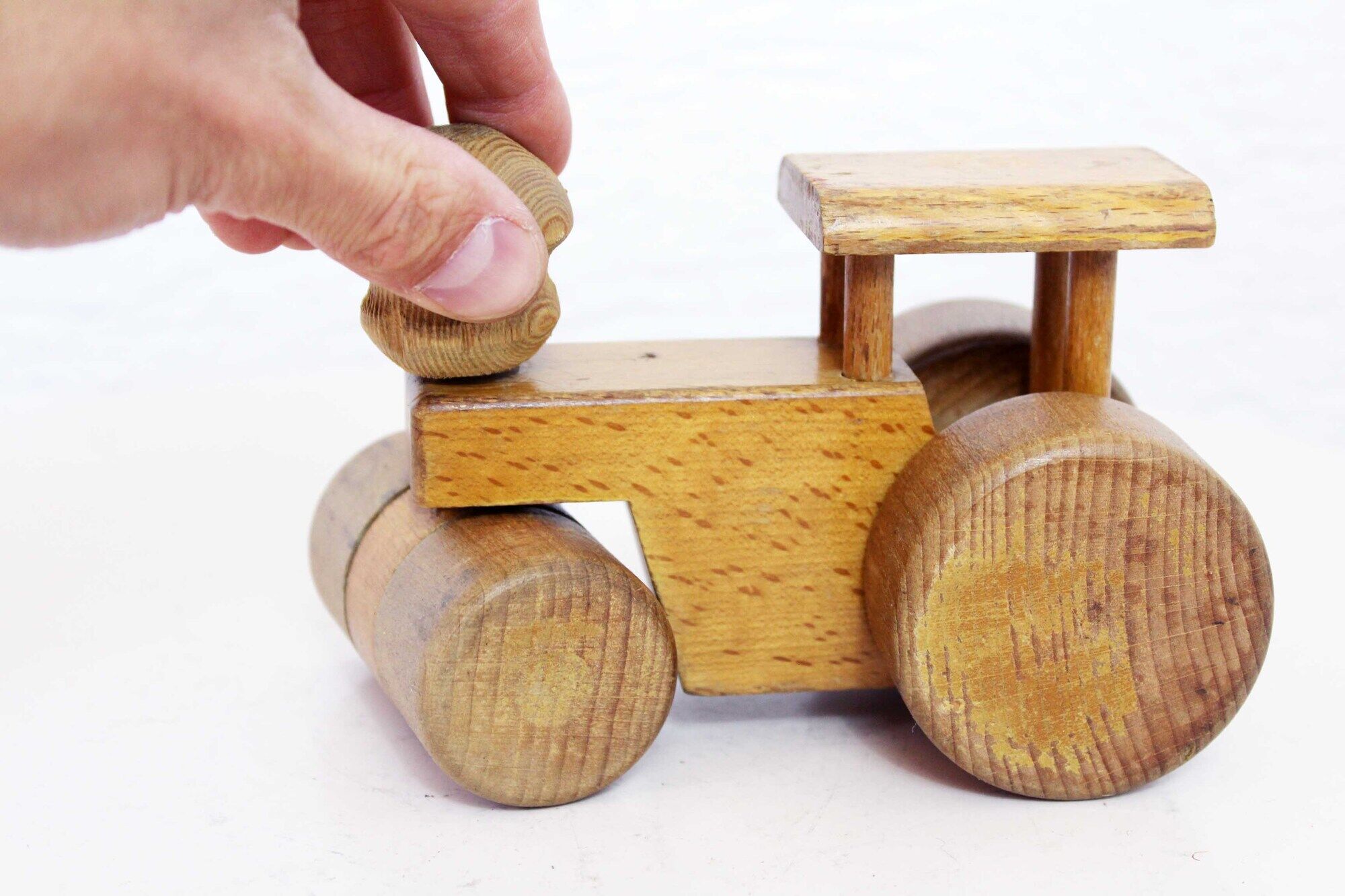 Old wooden toy "Spielgut", vintage tractor