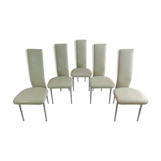 Set of 5 Fasem Italy 'S44' Dining Chairs by Giancarlo Vegni & Gianfranco Gualtierotti.