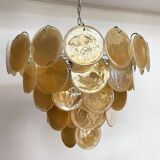 Vintage Murano Chandelier - 57 iridescent golden alabaster glasses