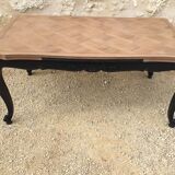 Table de style Louis XV en acajou relookée dessus bois naturel