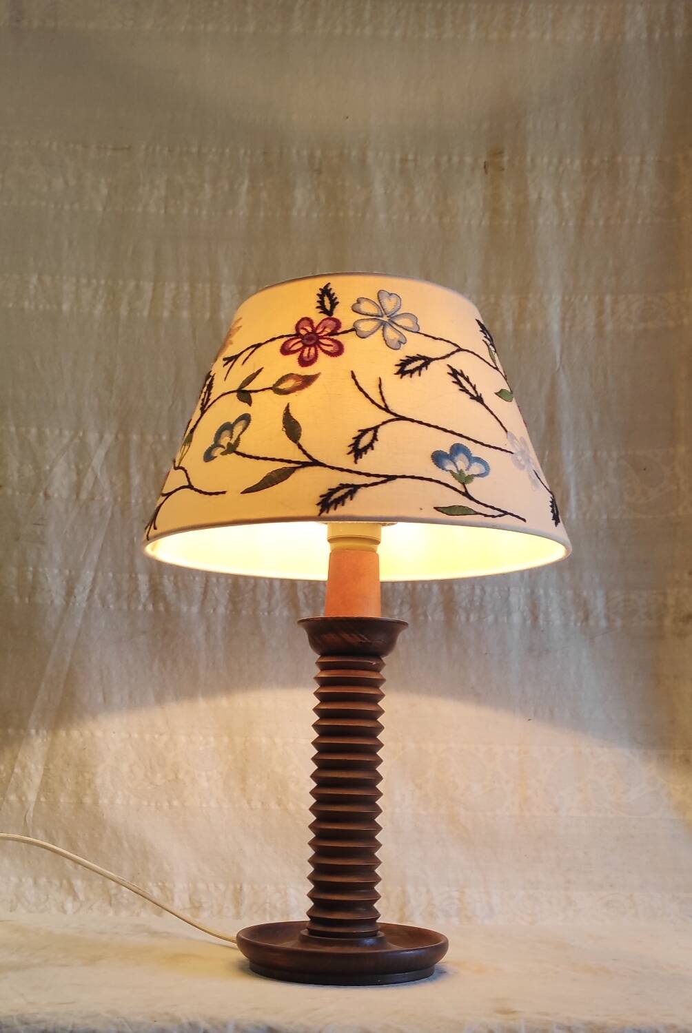 Table lamp made of turned solid wood - 1960s/70s