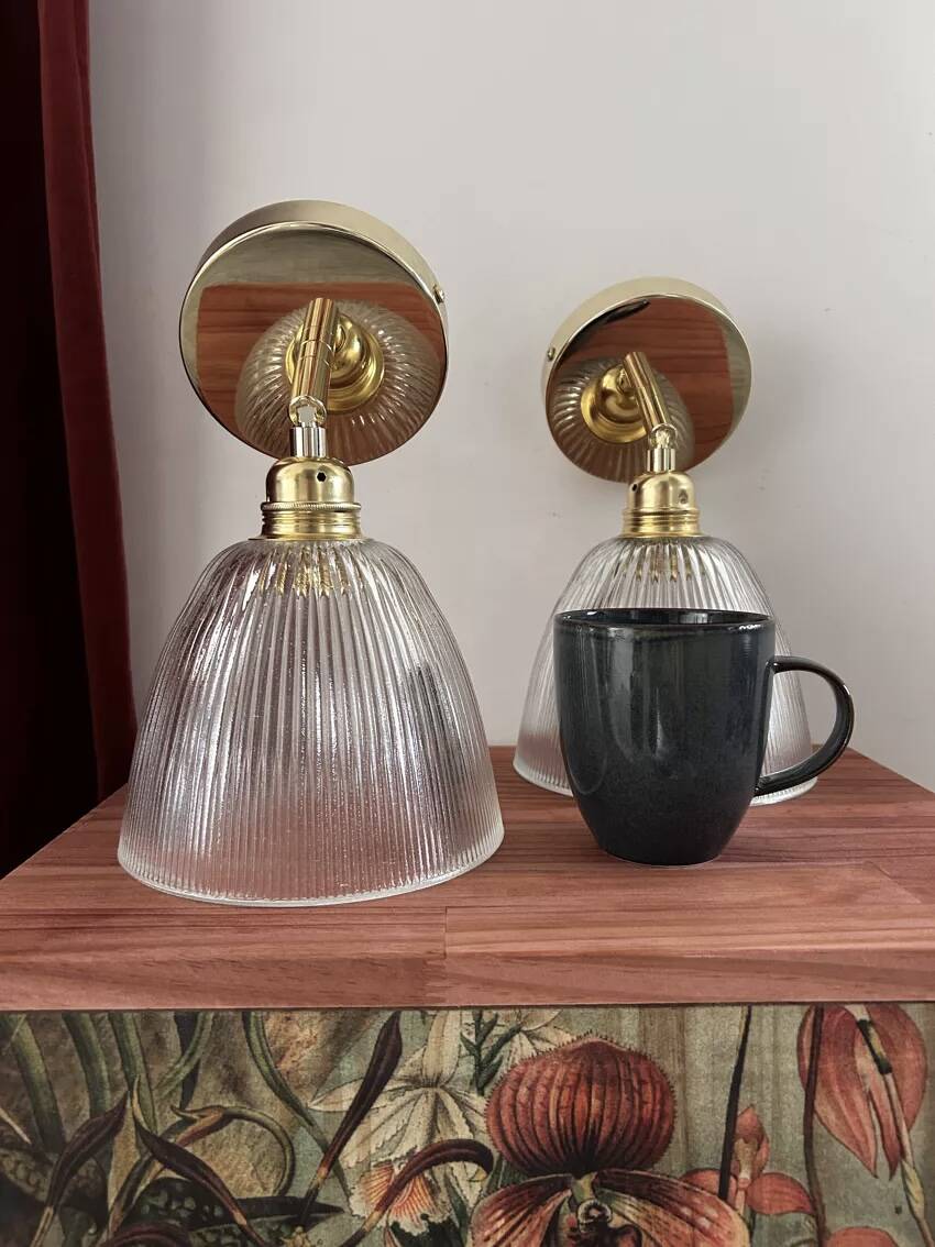 Pair of holophane type wall lights