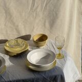 Set of 6 modern yellow dessert plates D19