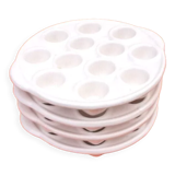 4 dishes / snail plates white ceramic 12 holes