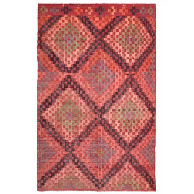 1970s Turkish Hand-Knotted Wool Cotton Red Area Rug 189x307