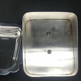 Beurrier plat à beurre/fromage plaqué argent avec couvercle metal argenté