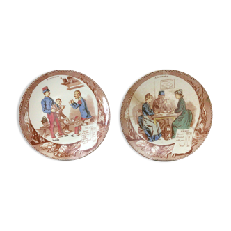 Set of 2 decorative plates Sarreguemines U&C