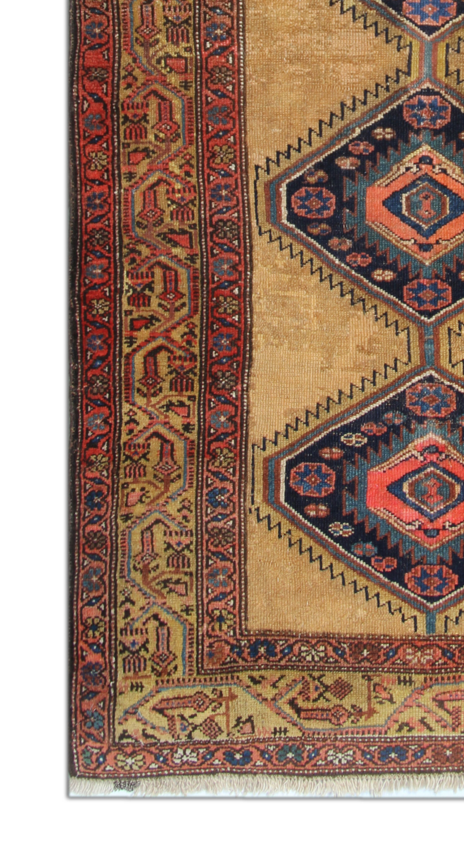 Handwoven wool antique hamadan area rug- 104x201cm