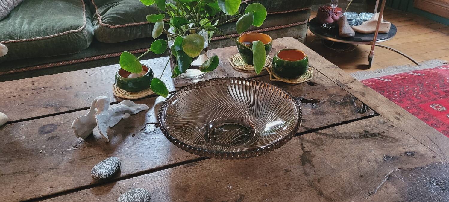 80s smoked glass cup