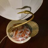 Table lamp, Cigno, made of steel and Nautilus shells, by Antonio Pavi