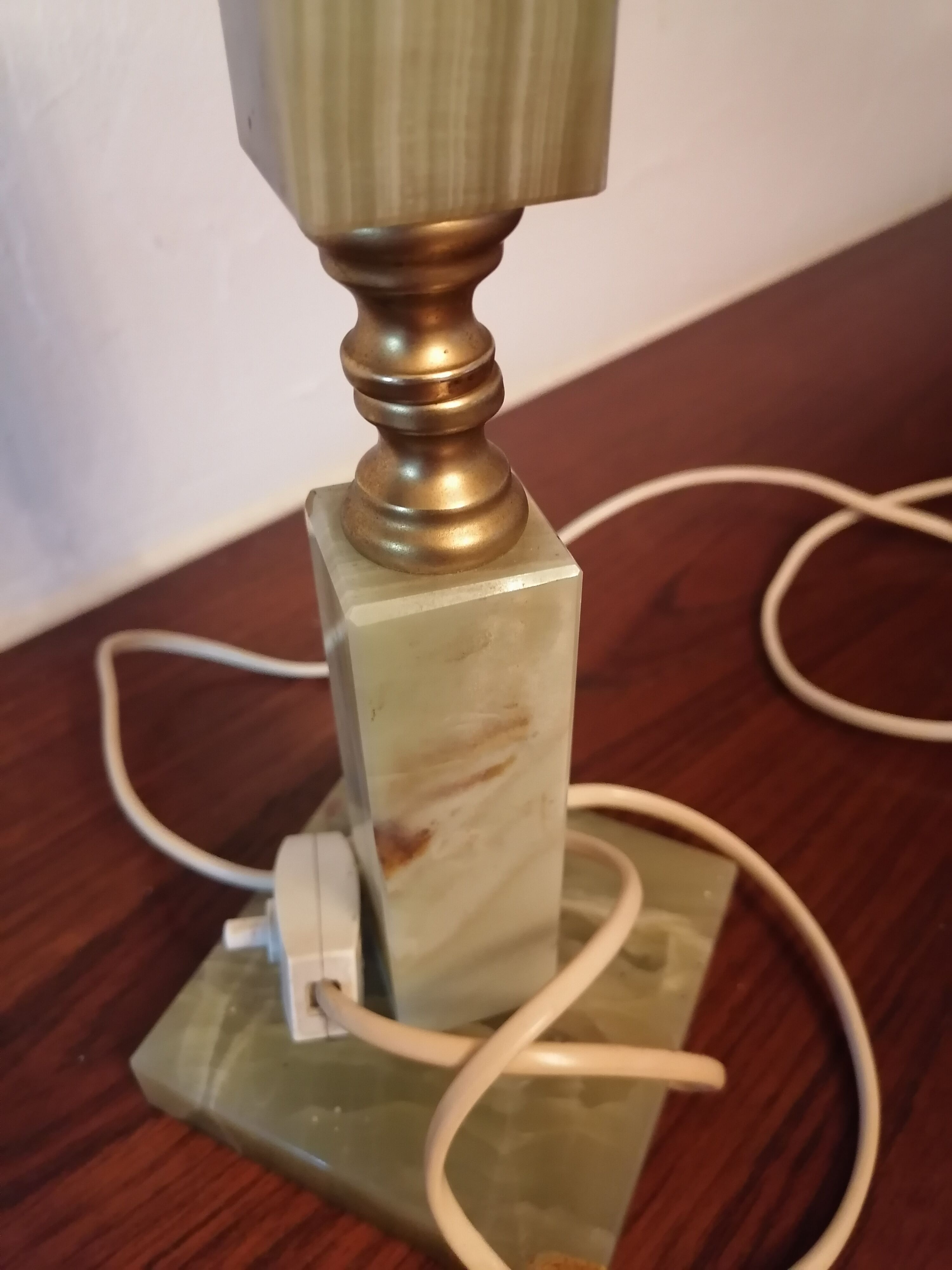 Foot lamp bedside desk onyx brass 1950 60