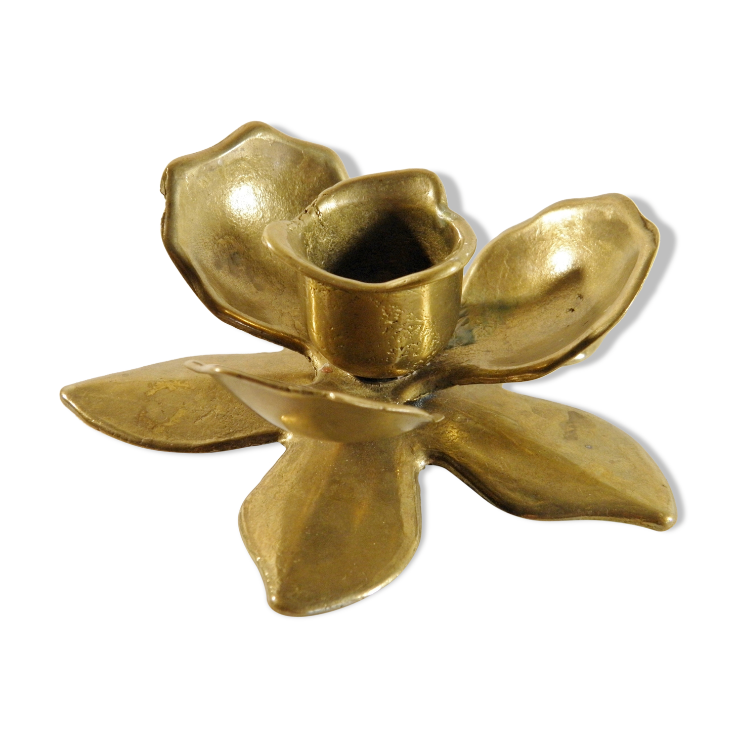 Brass flower candlestick