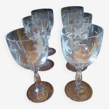 6 port glasses in hand-cut crystal