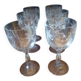 6 port glasses in hand-cut crystal