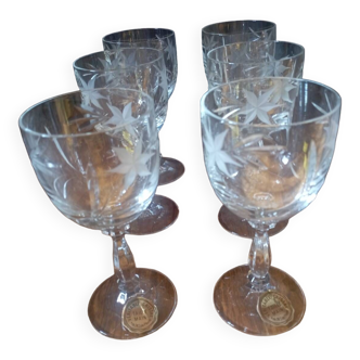 6 port glasses in hand-cut crystal