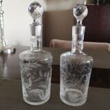Duo of crystal perfume bottles late 19th early 20th century