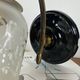 Pair of brass swan neck wall sconces, glass tulips with screen printing.
