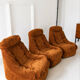 Vintage modular lounge chair trio in cognac velvet - Years