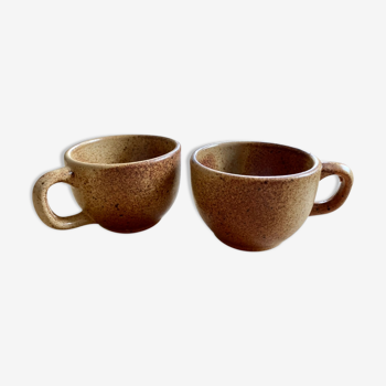 Duo of stoneware coffee cups