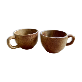 Duo of stoneware coffee cups