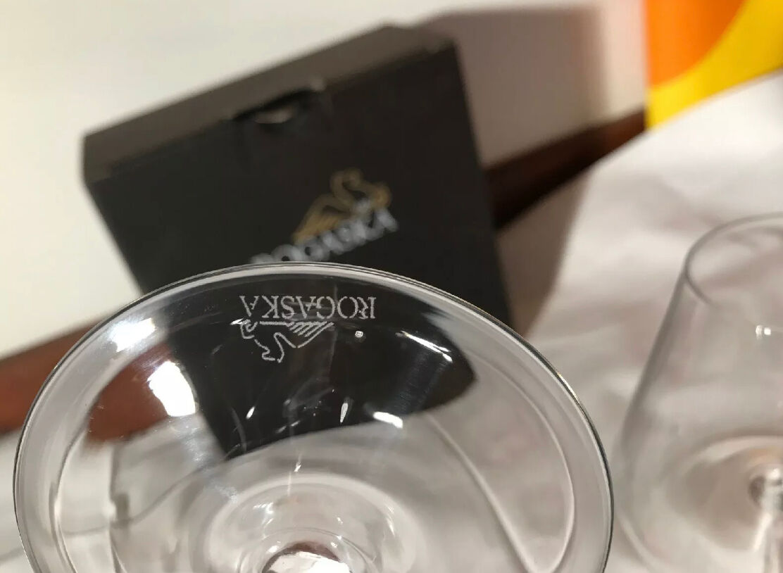 2 glasses a vin rogaska very original shape crystal handmade model armonia
