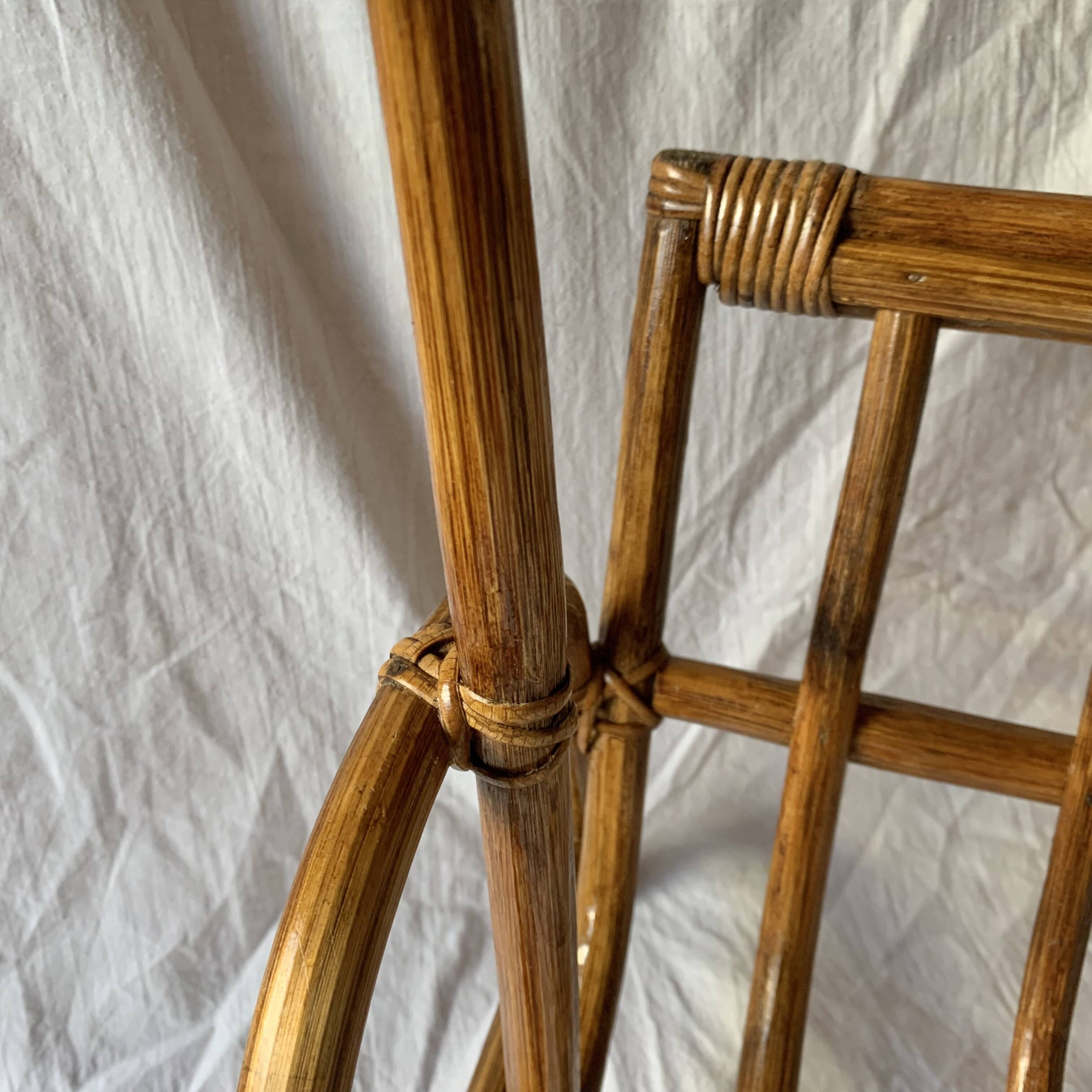 Vintage bamboo and rattan magazine rack