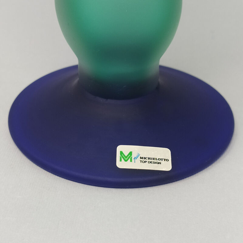 1970s Astonishing Green and Blue Bottle in Murano Glass By Michielotto