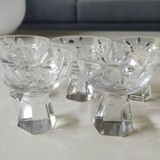 Lot of 5 Small Digestif/Liqueur Glasses. Cut Bohemian crystal. Floral.